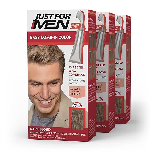 Just For Men Easy Comb-In Color Mens Hair Dye, Easy No Mix Application with Comb Applicator - Dark Blond, A-15, Pack of 3 Beauty & Personal Care Just for Men