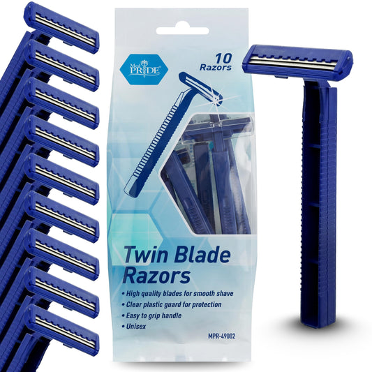 MED PRIDE Disposable Razors,10-Pack - Twin Blades & Easy Grip For Max Control & Smoothness - Unisex, Smooth & Comfortable Shaving Care for Men & Women Beauty and Personal Care MED PRIDE