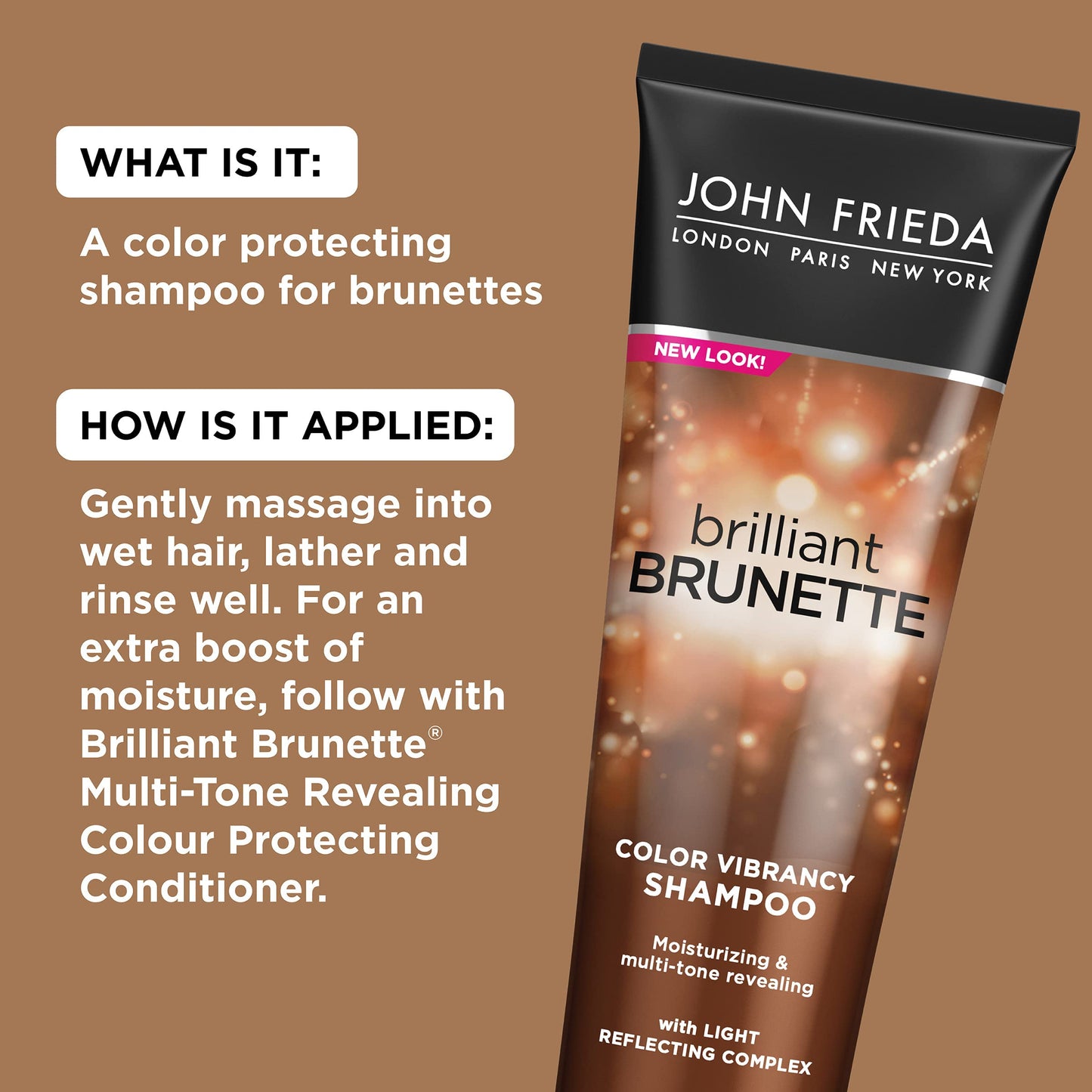 John Frieda Brilliant Brunette, Color Boosting Shampoo, Enhances and Protects Multi-Dimensional Tones, With Sweet Almond Oil to Rehydrate Beauty and Personal Care John Frieda