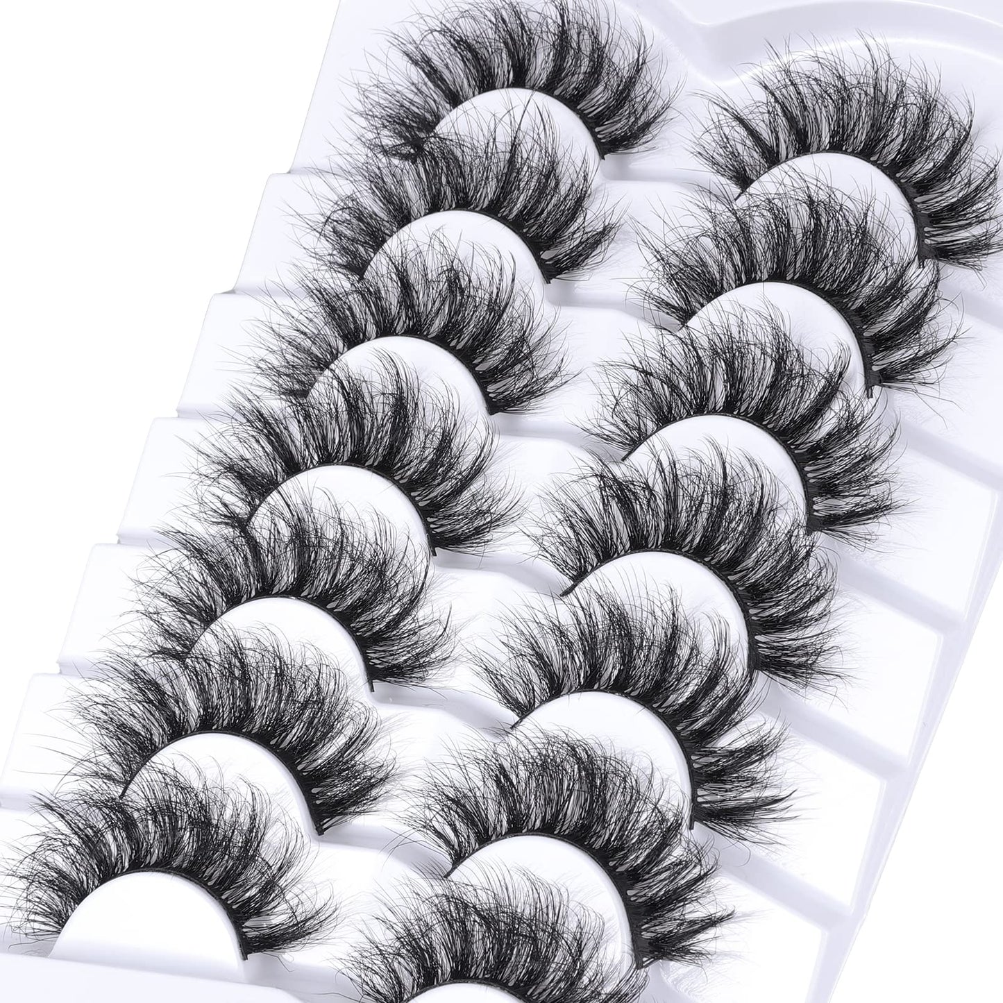 Mebver Lashes Eyelashes 8D Fluffy False Eyelashes Wispy Faux Mink Lashes Light Weight Fake Eyelashes Cat Eye Lashes 7 Pairs Pack, Black Beauty & Personal Care Mebver