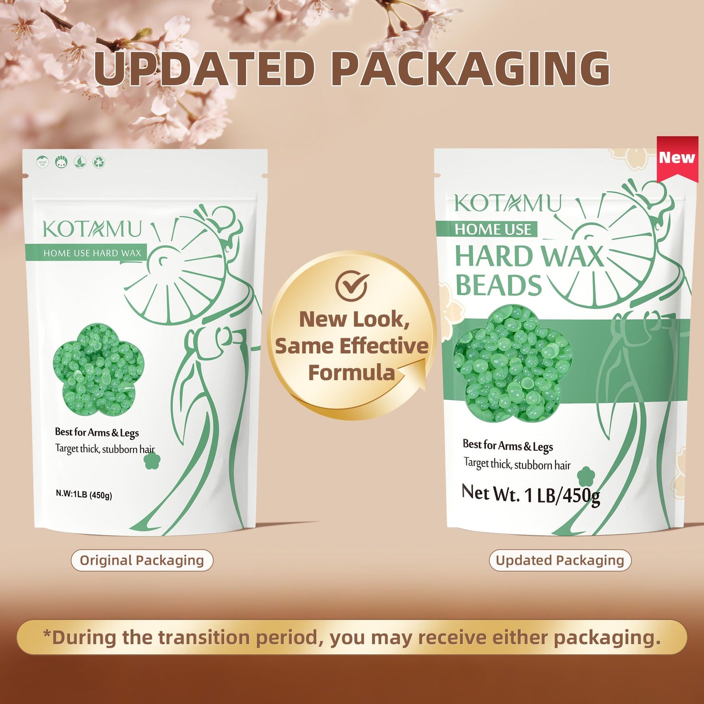 KOTAMU Wax Beads 1lb Aloe Vera Hard Waxing Beans for Hair Removal, Sensitive Skin Waxing Pearls for Women & Men Thick & Stubborn Hair, Hardwax Refill Beauty and Personal Care KOTAMU