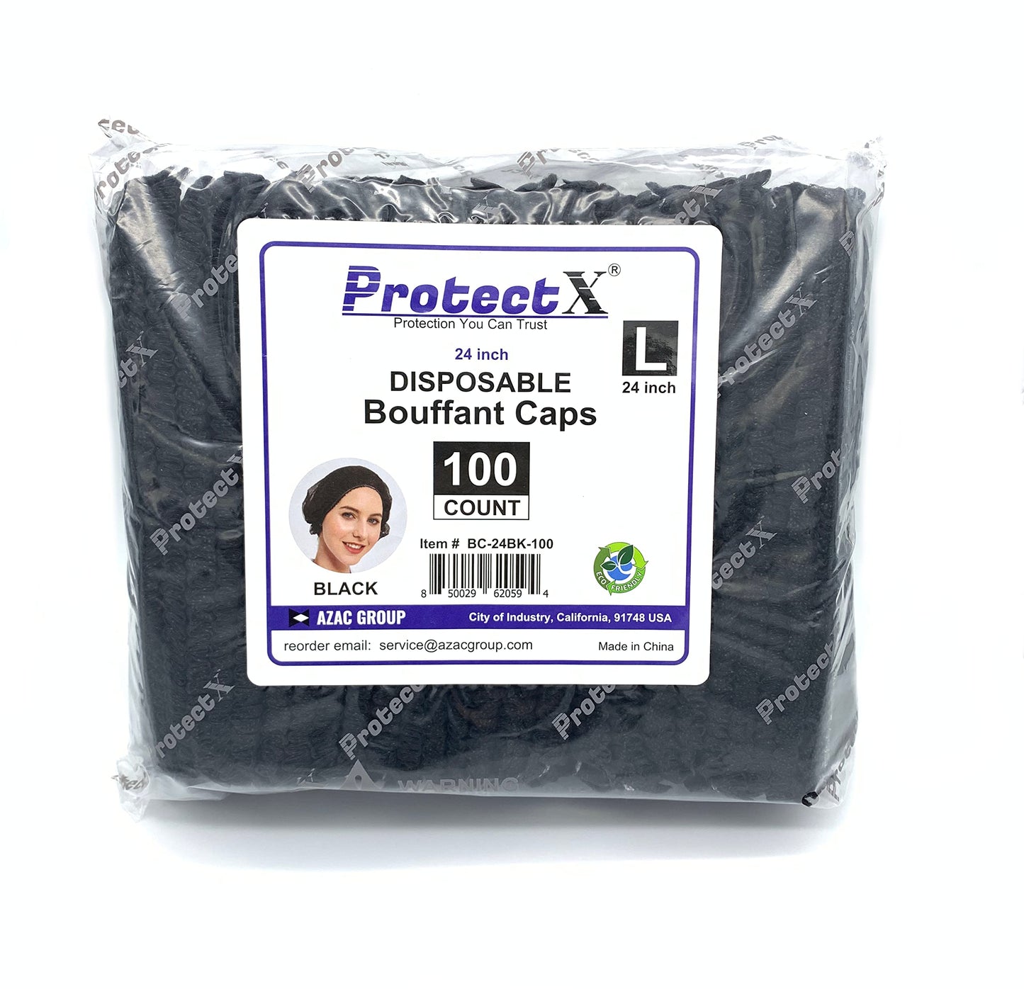 ProtectX 100-Pack Black Disposable Hair Nets, Elastic Head Cover, Bouffant Caps, Sanitation Head Cover for Food Service, Spa Men & Women - 24 inch Beauty & Personal Care ProtectX