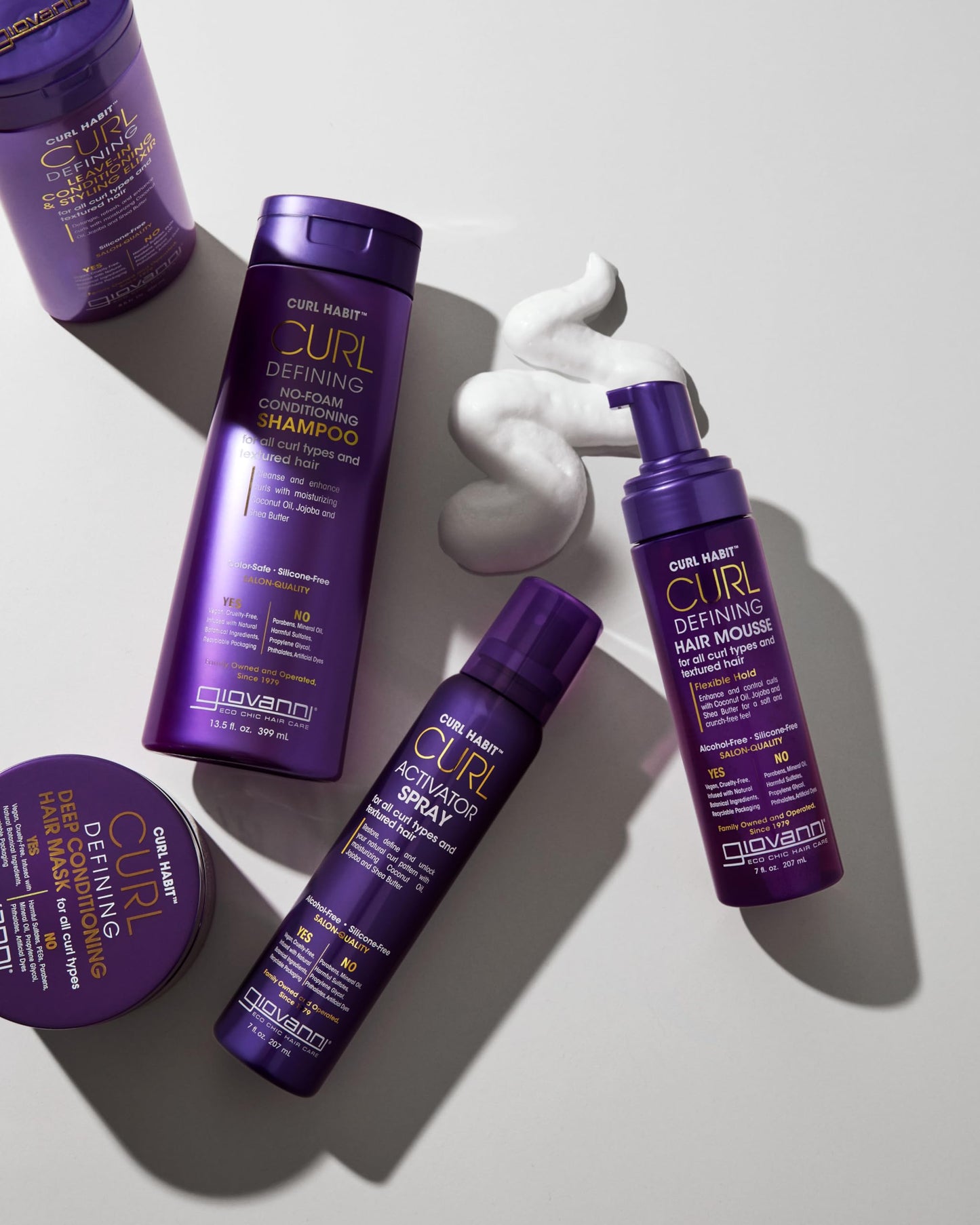 GIOVANNI Curl Habit Trio - Curly Hair Shampoo, Conditioner, & Mousse, Foaming Texture for Curls & Wavy Hair, Enhance Curls with Coconut Oil, Jojoba Beauty & Personal Care GIOVANNI