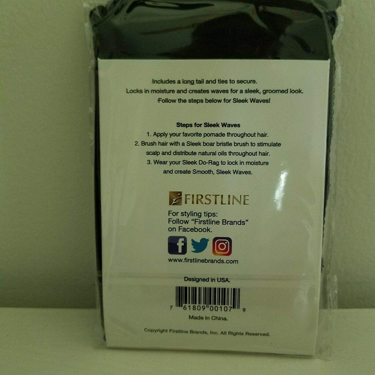 FIRSTLINE SLAM BY SLEEK I LAY IT DOWN Black Wave Hair Cap Do-Rag Du-Rag Due Rag Beauty & Personal Care sleek