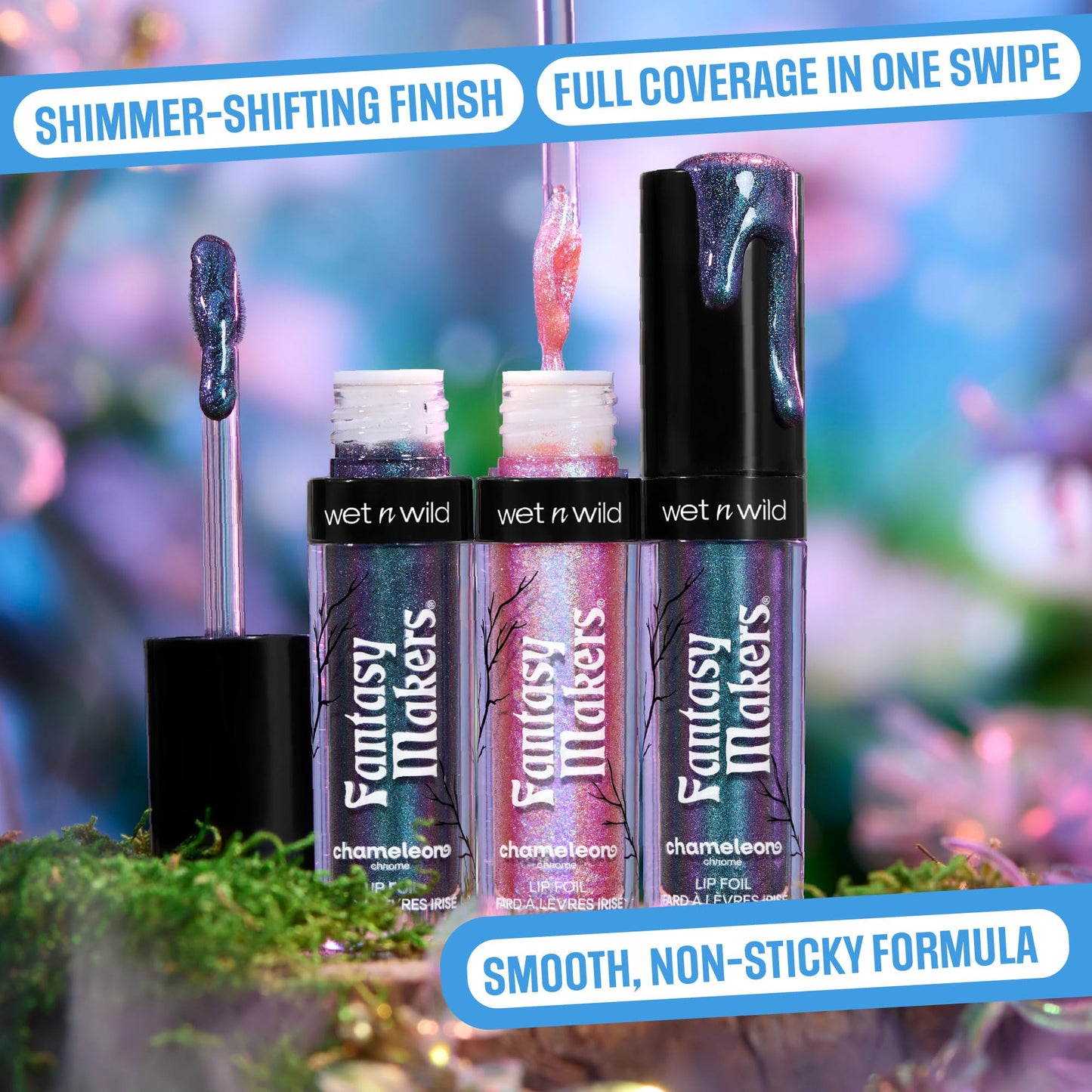 wet n wild Halloween Fantasy Makers Chameleon Chrome Lip Foil, Intense Multi-Chrome Pigment, Mesmerizing Blendable Color Shift Foil Finish Beauty & Personal Care wet n wild