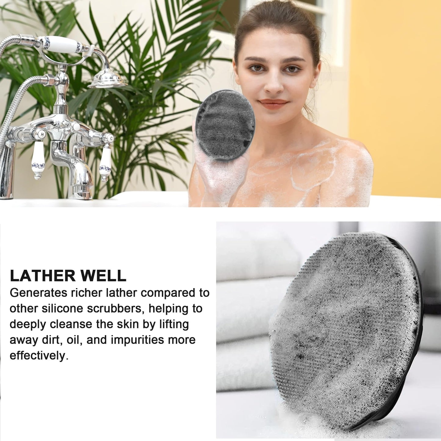 INNERNEED Soft Silicone Body Scrubber Handheld Shower Cleansing Brush, Gentle Exfoliating and Massage for All Kinds of Skin (Black) Beauty & Personal Care INNERNEED