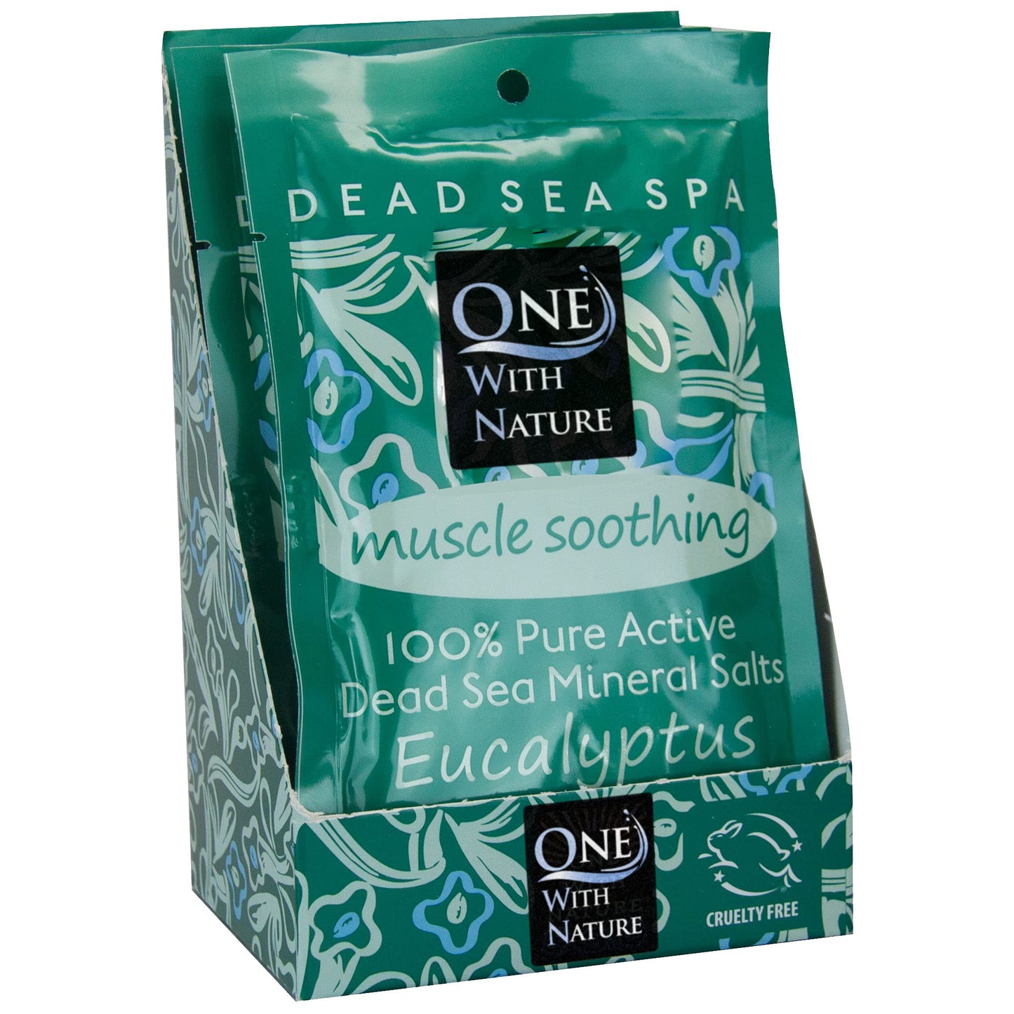 One With Nature 100% Pure Dead Sea Salt for Bath Eucalyptus, 2.5oz 6Pack. Dead Sea Salt is high in 21 Essential Minerals, Such as Magnesium, Sulfur Beauty and Personal Care One With Nature