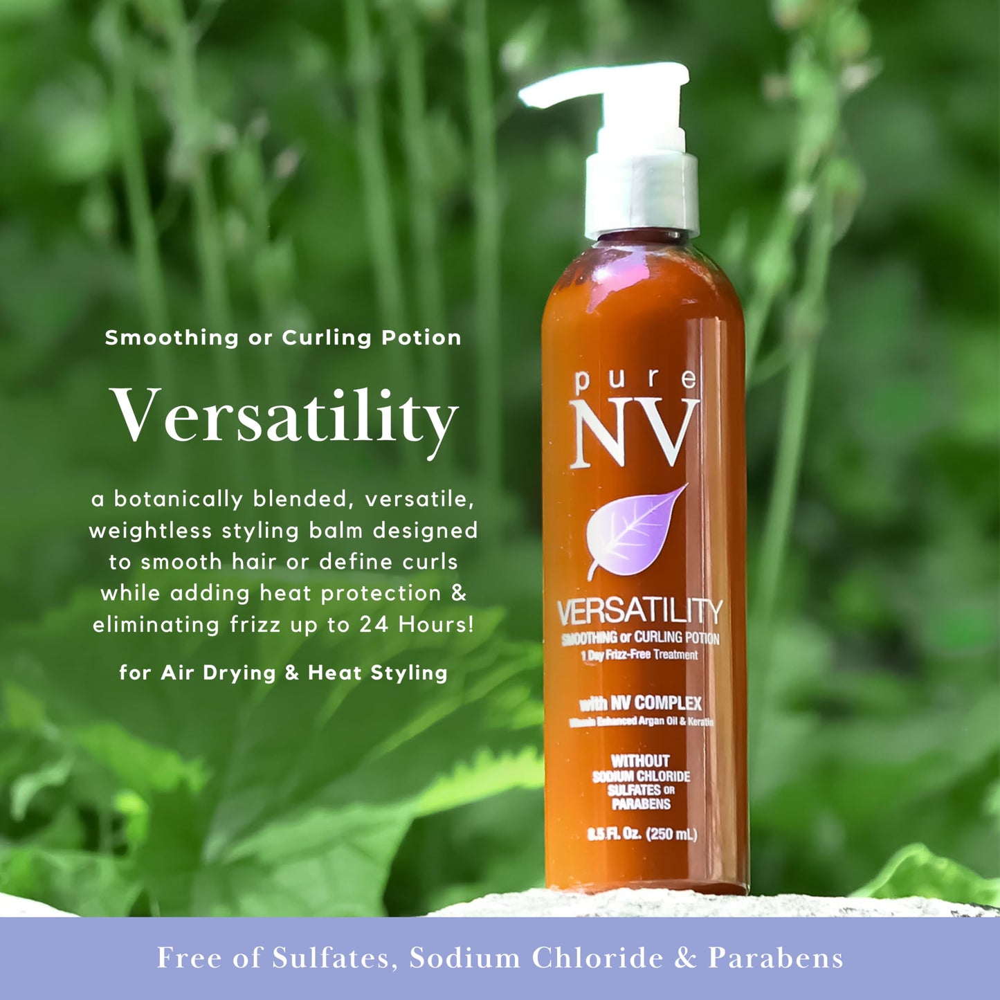 Pure NV Versatility 1 Day Frizz Free Treatment Smoothing & Curling Lotion, Made From Natural Vitamins & Minerals, Keratin, Collagen & Argan Oil Beauty & Personal Care Pure NV