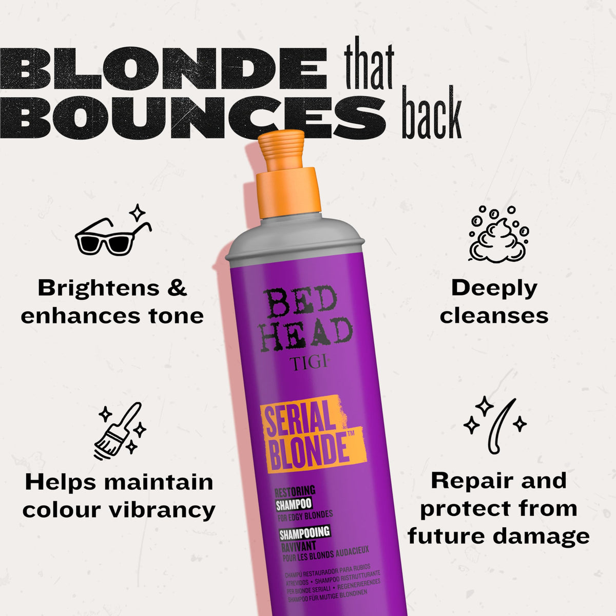 TIGI Bed Head Serial Blonde Restoring Shampoo for Damaged Blonde Hair, Hydrolyzed Keratin, 20.29 fl oz Beauty & Personal Care TIGI