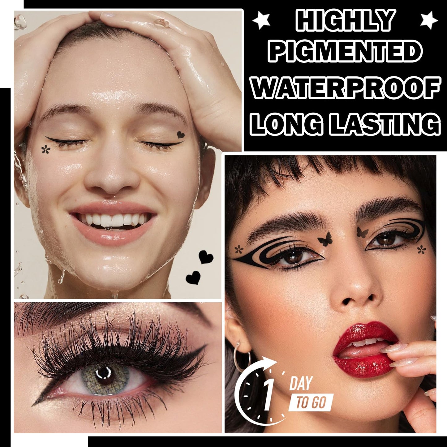 5PCS Black Liquid Eyeliner Stamps Set,Double-side Winged Eyeliner Stencil Pen,Waterproof Long Lasting Eye Liners Stamp Eyeliner Pencil Tattoo Makeup Beauty & Personal Care WENJLYJ