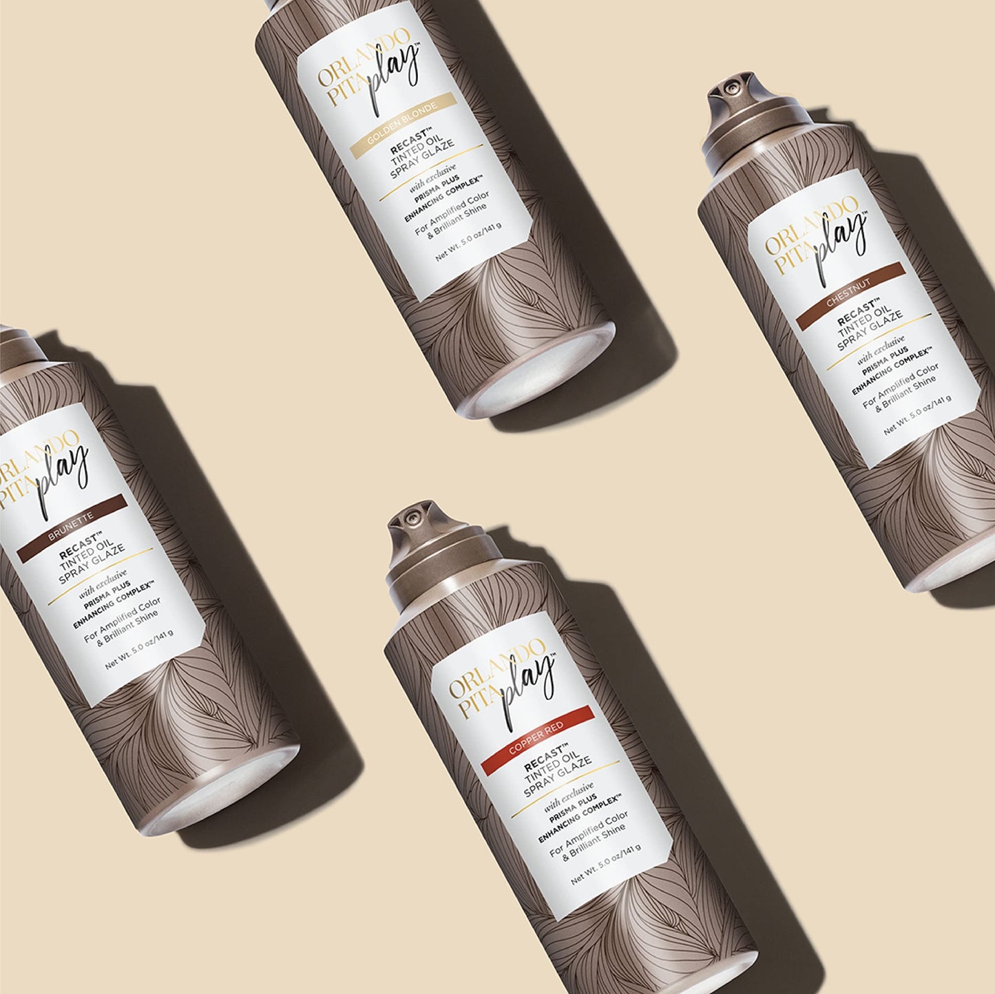 ORLANDO PITA PLAY Recast Tinted Oil Spray Glaze, Quickly Refreshes Color & Adds A High-Shine Finish, Brunette, 5.2 Oz Beauty & Personal Care ORLANDO PITA PLAY