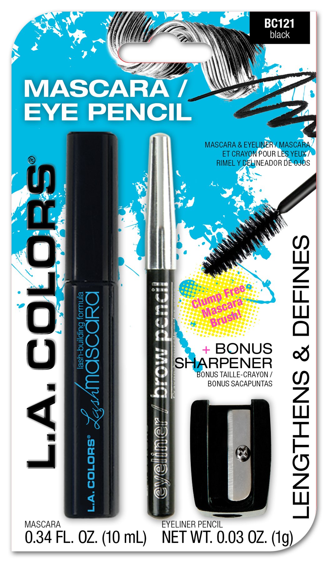 L.A. COLORS Mascara, Eyeliner Pencil & Sharpener, Black, CBC121 Beauty & Personal Care L.A. COLORS