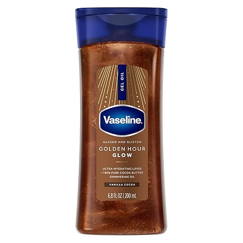Vaseline Glazed and Glisten Golden Hour Body Gel Oil Glow Vanilla Cocoa Shimmering with Ultra-Hydrating Lipids and 100% Pure Cocoa Butter, 6.8 Oz Beauty & Personal Care Vaseline