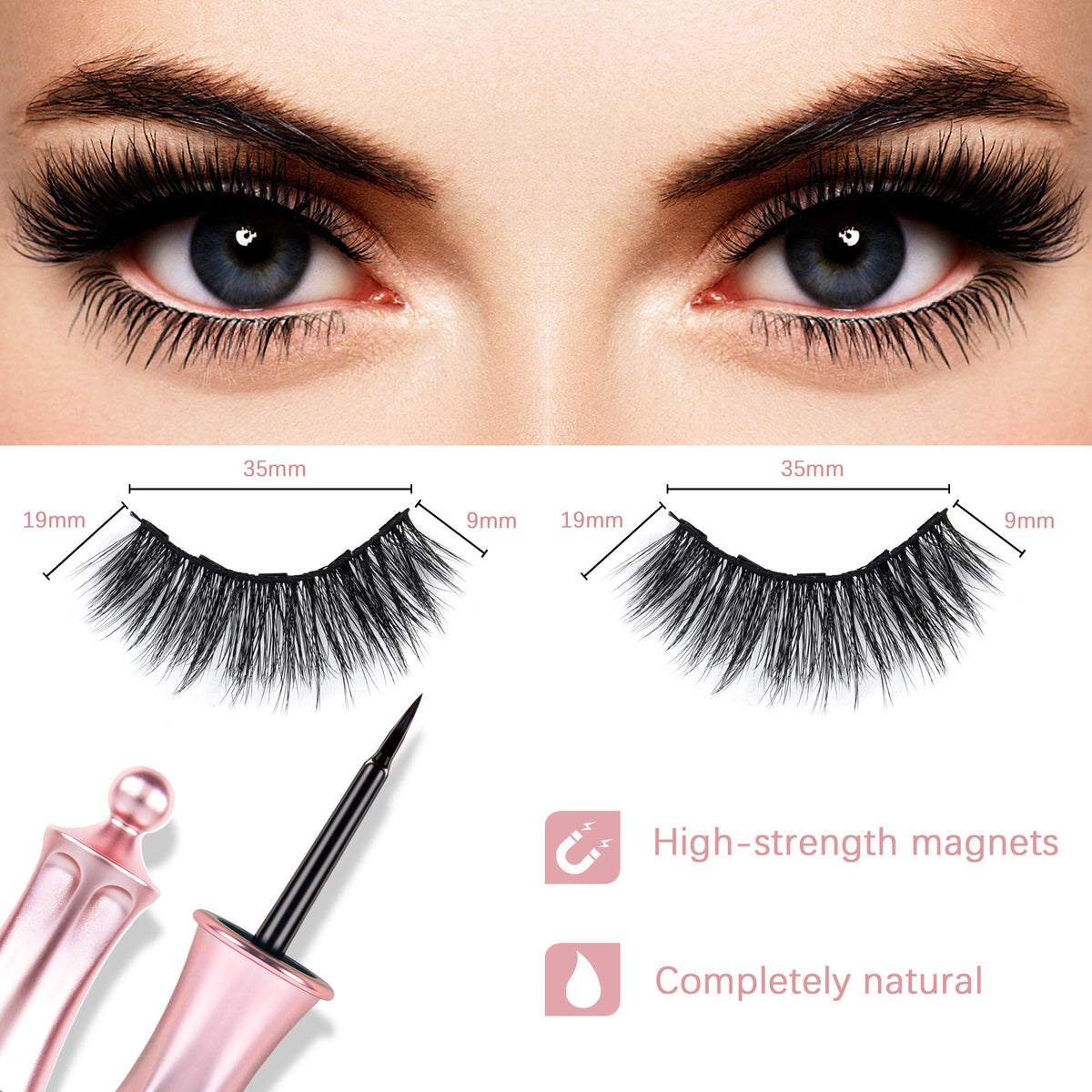 Magnetic Eyelashes, False Eyelashes Magnetic Eyelashes with Eyeliner Natural Look with Eyeliner?4pairs? Beauty & Personal Care Aonmik