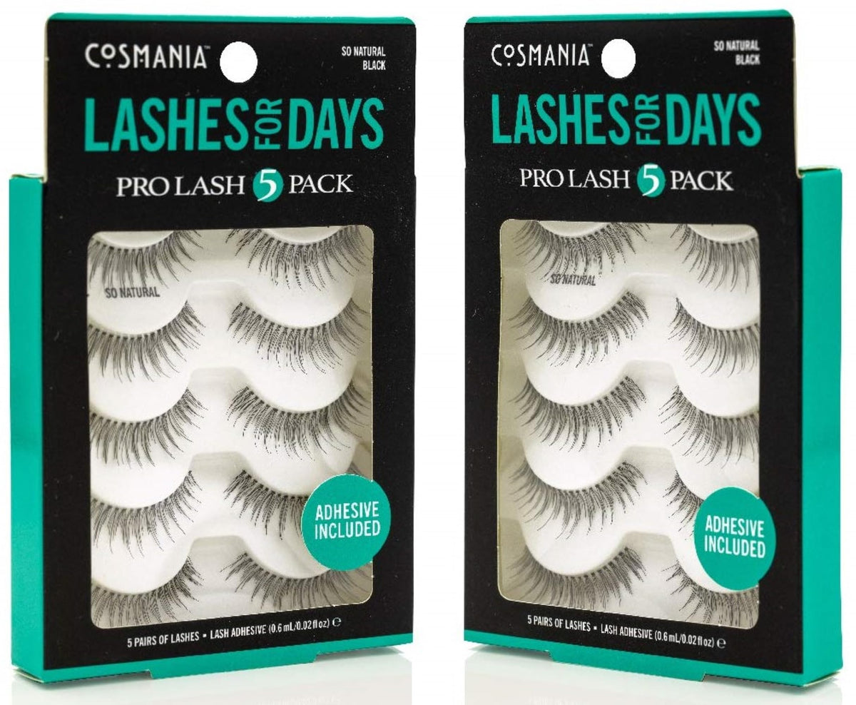 Cosmania Lashes for Days False Eyelashes (So Natural) - Easy to Apply, Natural Looking | Noticeably Fuller Looking Lashes | Adhesive Included | Beauty & Personal Care Cosmania