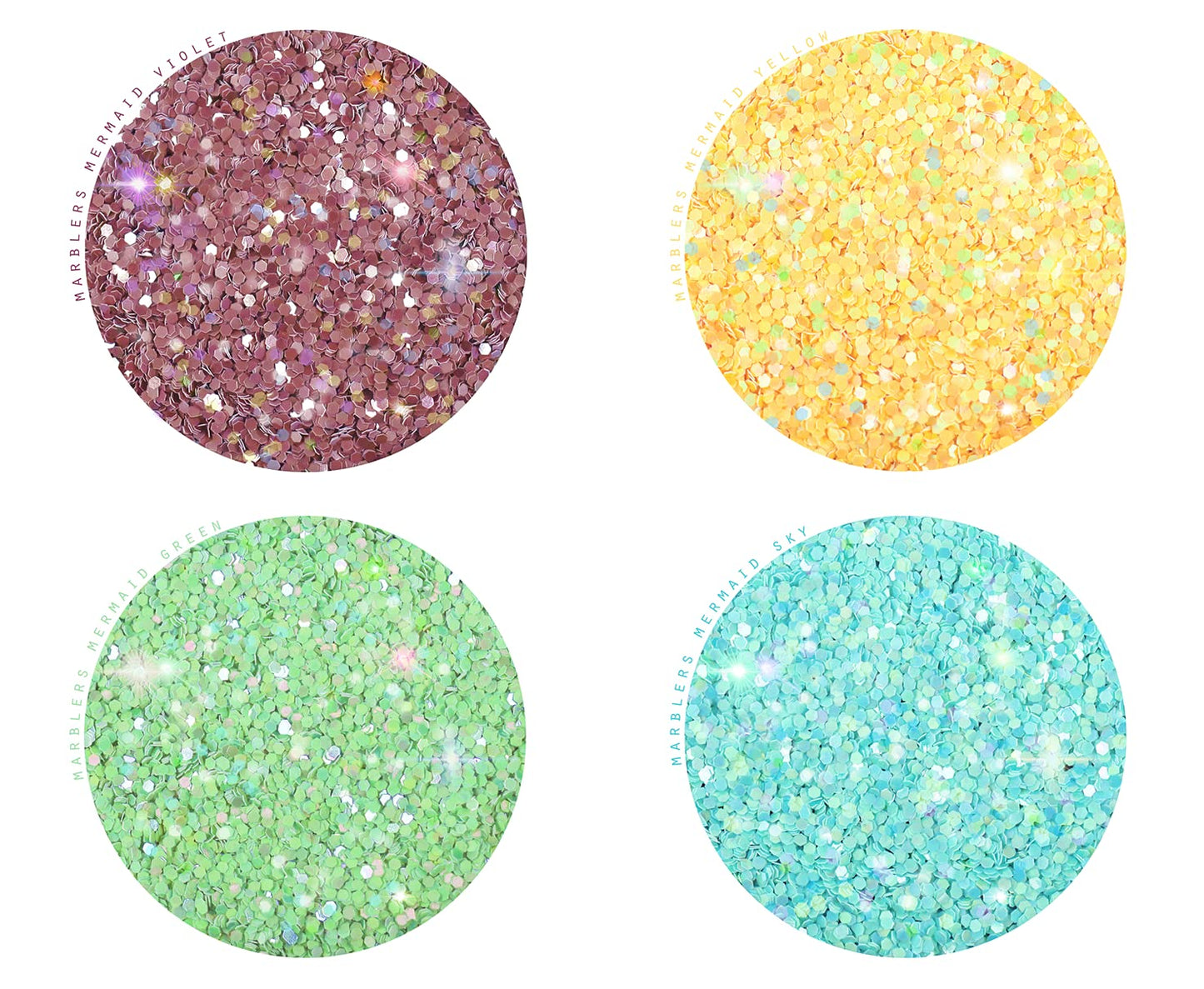 MARBLERS Holographic Glitter [Mermaid 8 Color Set] 4oz (112g) | Chunky | Non-Toxic, Vegan, Cruelty-Free | Face, Body, Eyeshadow, Hair, Party Makeup | Beauty & Personal Care MARBLERS