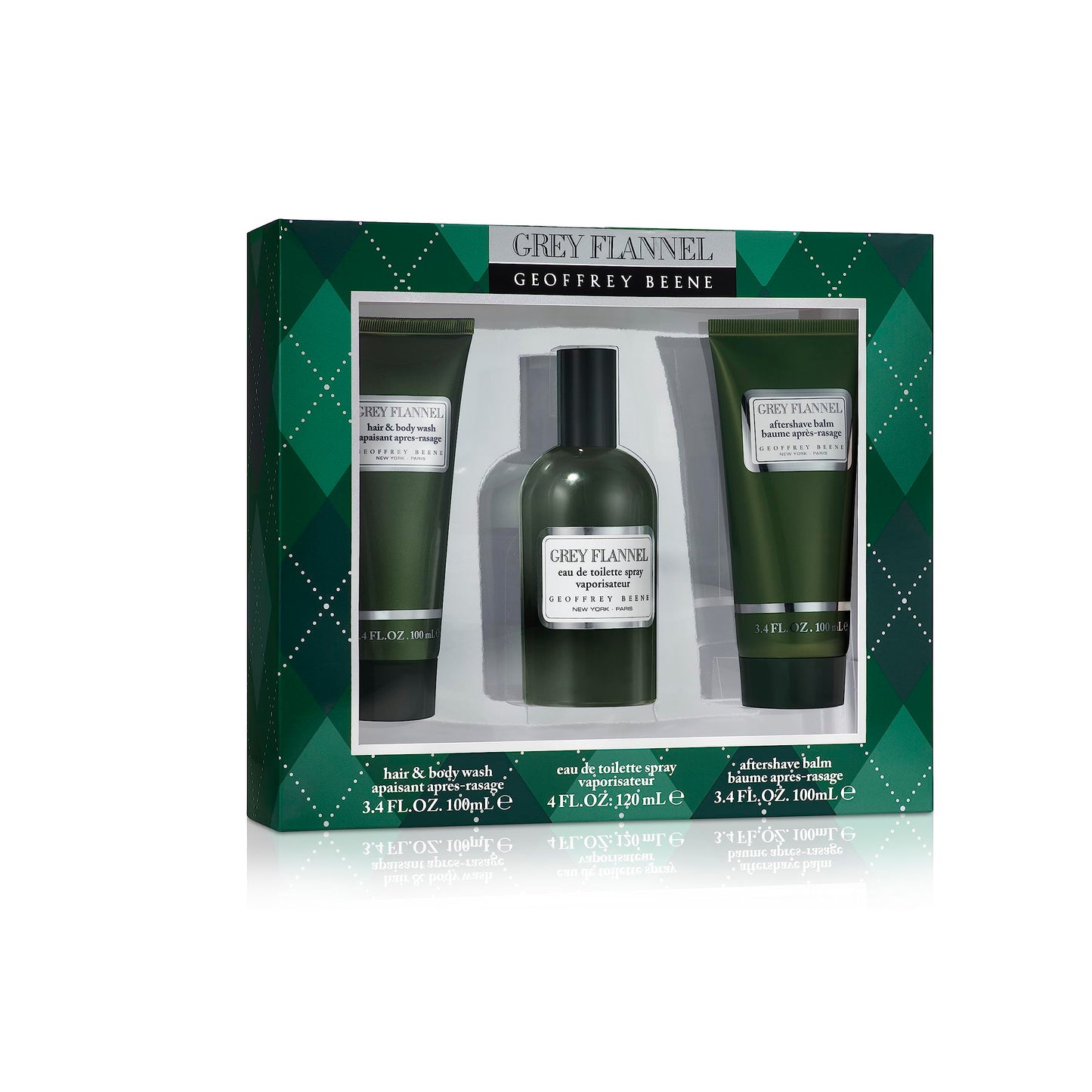 Geoffrey Beene Grey Flannel 3Pcset EDT SPR 4.0 M + 3.4 A/S + 3.4 S/Gel (Clean) Beauty & Personal Care Geoffrey Beene