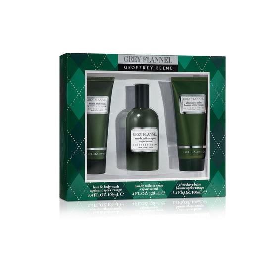 Geoffrey Beene Grey Flannel 3Pcset EDT SPR 4.0 M + 3.4 A/S + 3.4 S/Gel (Clean) Beauty & Personal Care Geoffrey Beene