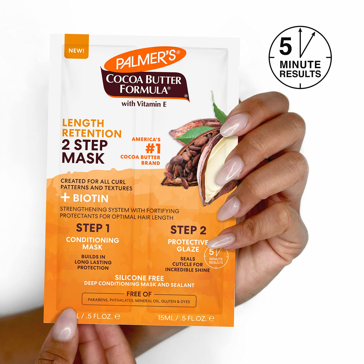 Palmer's Cocoa Butter & Biotin Length Retention 2-Step Hair Mask, 1 Ounce