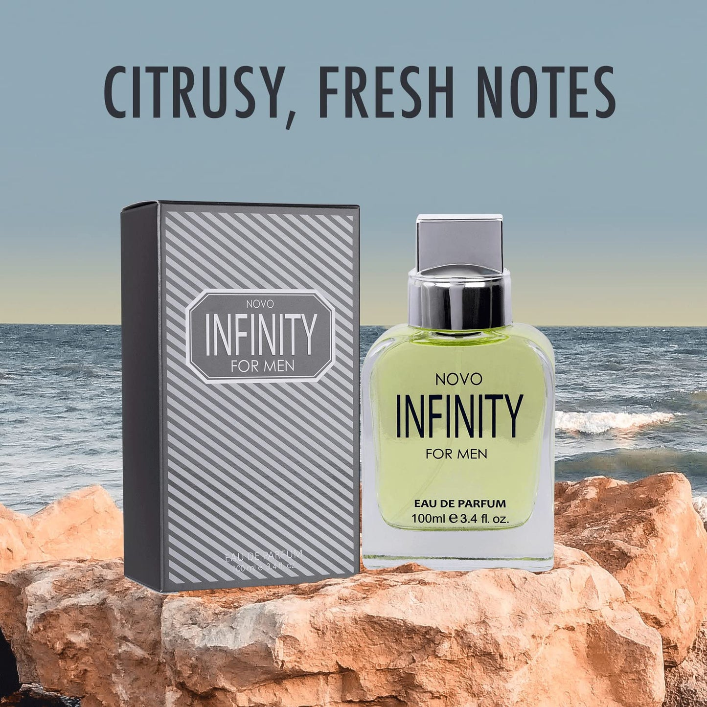 NovoGlow Novo Infinity for Men- 3.4 Fluid Ounce Eau De Parfum Spray for Men - Refreshing Citrusy & Floral Top Notes Smell Fresh All Day Long Lovely Beauty & Personal Care NovoGlow
