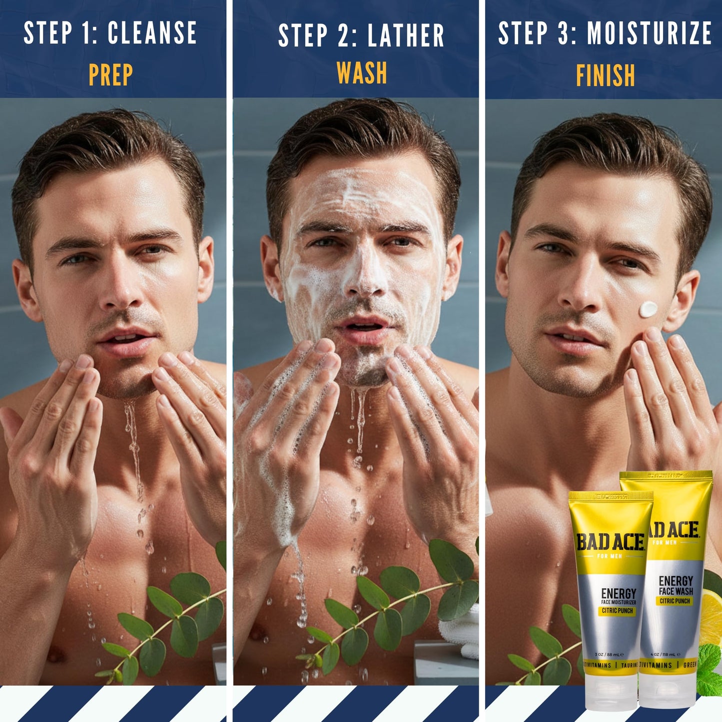 BAD ACE Energy Daily Moisturizer for Men, Korean Skin Care Hydrating Facial Cream - Multi-Vitamin Men's Face Moisturizer for Dry and Acne-Prone Skin Beauty & Personal Care BAD ACE