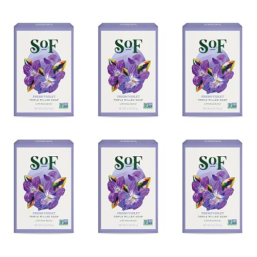 South Of France SoF Triple Milled Bar Soap - With Coconut Oil & Organic Shea Butter- Vegan & Non GMO- Free From Phthalates, Sulfates & Parabens- Fresh Beauty & Personal Care South Of France
