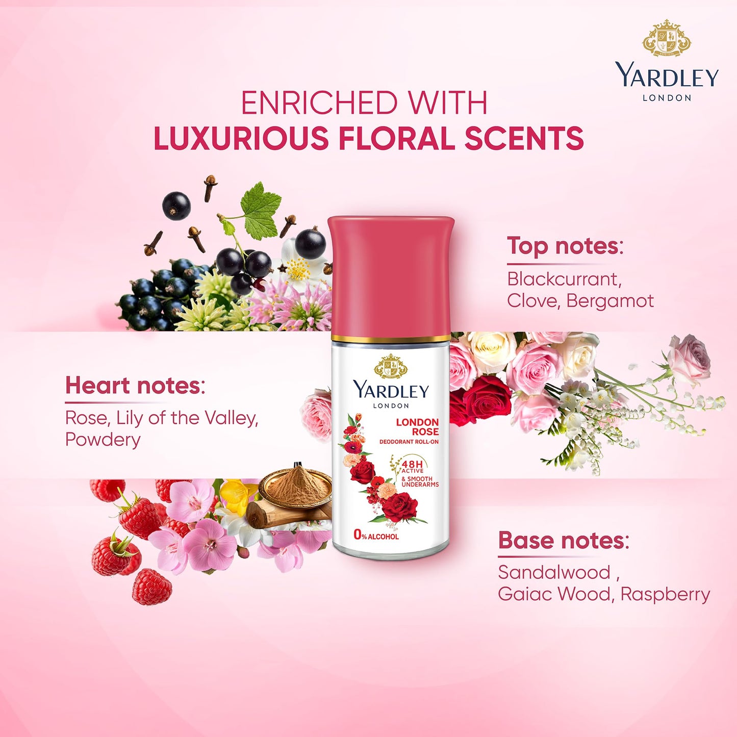 Yardley London Rose Deodorant Roll-On 50ml Beauty and Personal Care Yardley