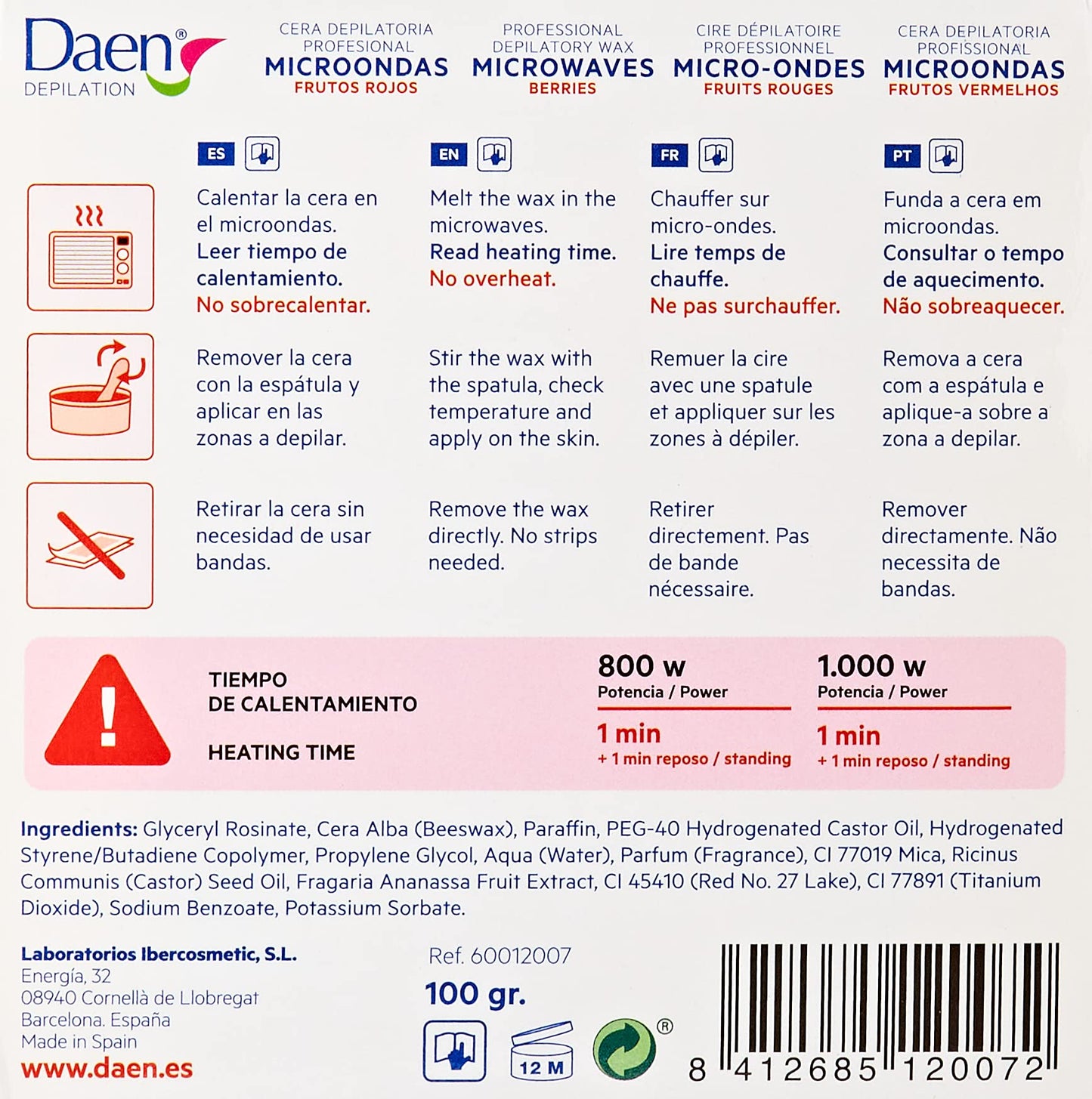 Daen 100 g Berries Microwavable Wax Beauty and Personal Care Daen