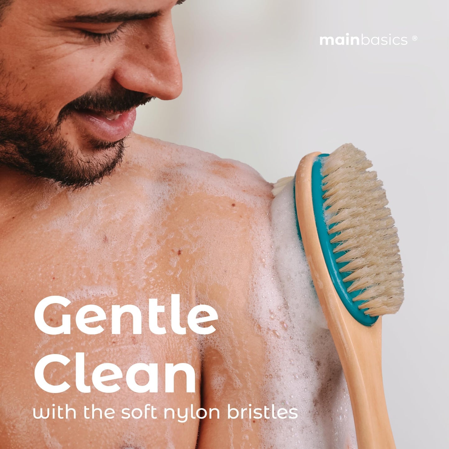 MainBasics Back Scrubber Shower Brush Long Handle Dual Sided Body Brush with Exfoliating Soft Bristles for Back Scrubbing Deep Cleaning and Body Wash Beauty & Personal Care MainBasics