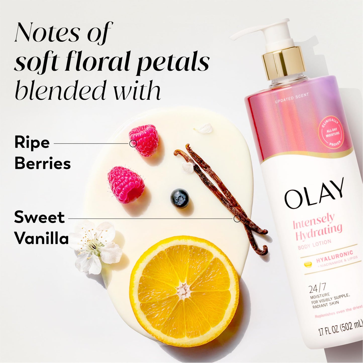 Olay Body Lotion for Women, Nourishing with Hyaluronic Acid Serum, Visibly Soften & Smooth Skin, 24hr Moisture & Hydration, Fast Absorbing Formula Beauty & Personal Care Olay