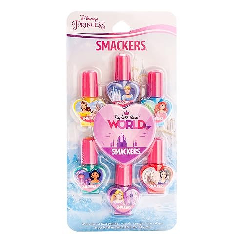 Lip Smacker Nail Polish, 6 Moisturizing, Smoothing Soft Shine, Hydrating & Protecting Fun Flavors, Cruelty-Free & Vegan - Disney Princess Beauty & Personal Care Lip Smacker