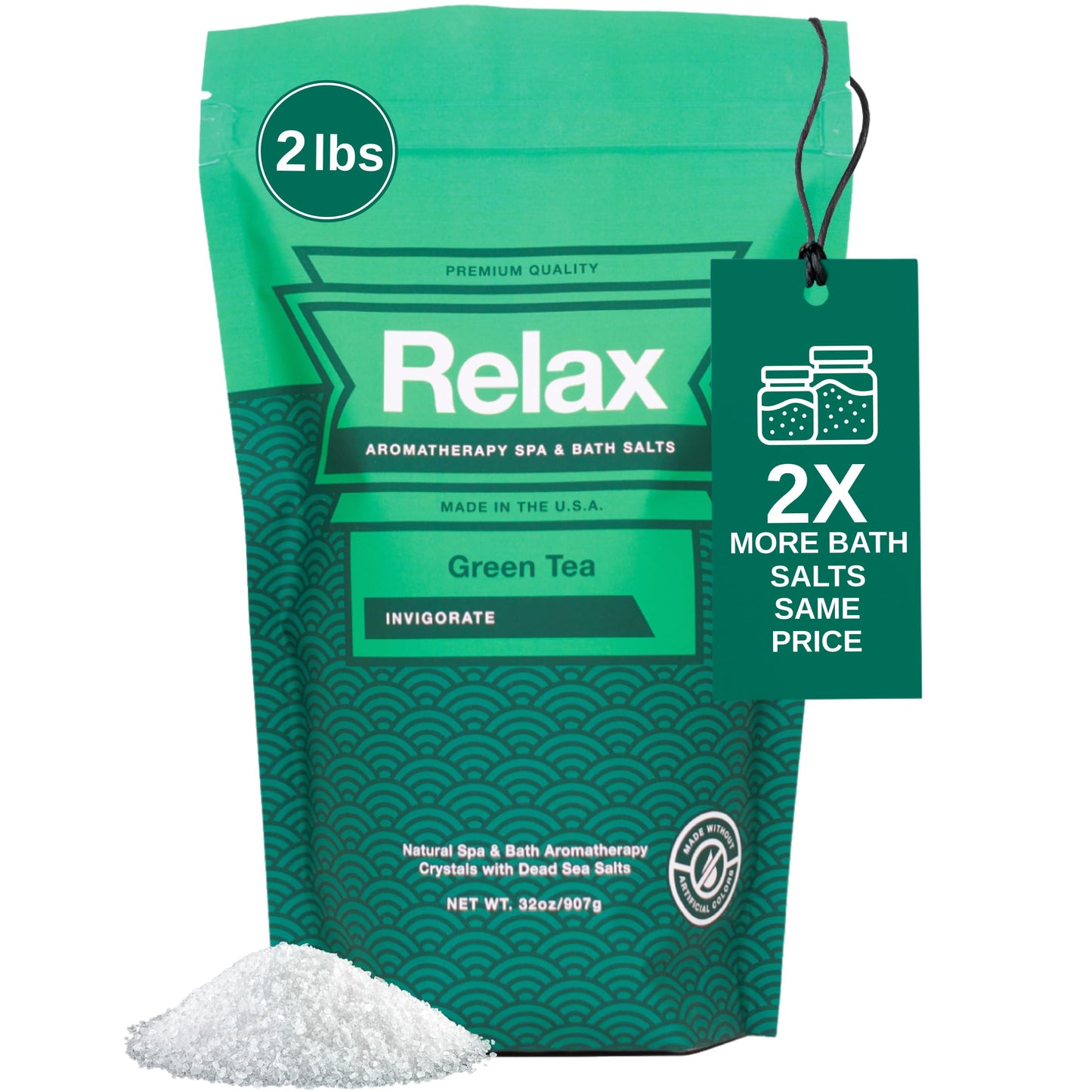 Relax Spa & Bath Aromatherapy Bath Salts for Hot Tub, Bath, or Spa, 2LB Bag Infused with Magnesium, Bath Salt for Soaking, Green Tea Scent Beauty and Personal Care Relax Spa & Bath