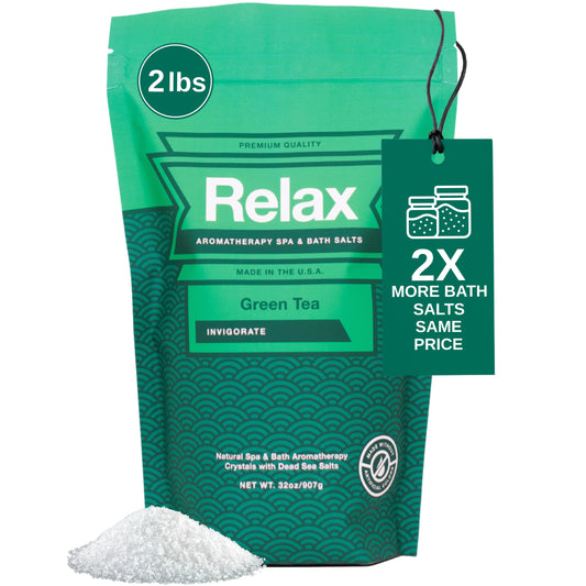 Relax Spa & Bath Aromatherapy Bath Salts for Hot Tub, Bath, or Spa, 2LB Bag Infused with Magnesium, Bath Salt for Soaking, Green Tea Scent Beauty and Personal Care Relax Spa & Bath
