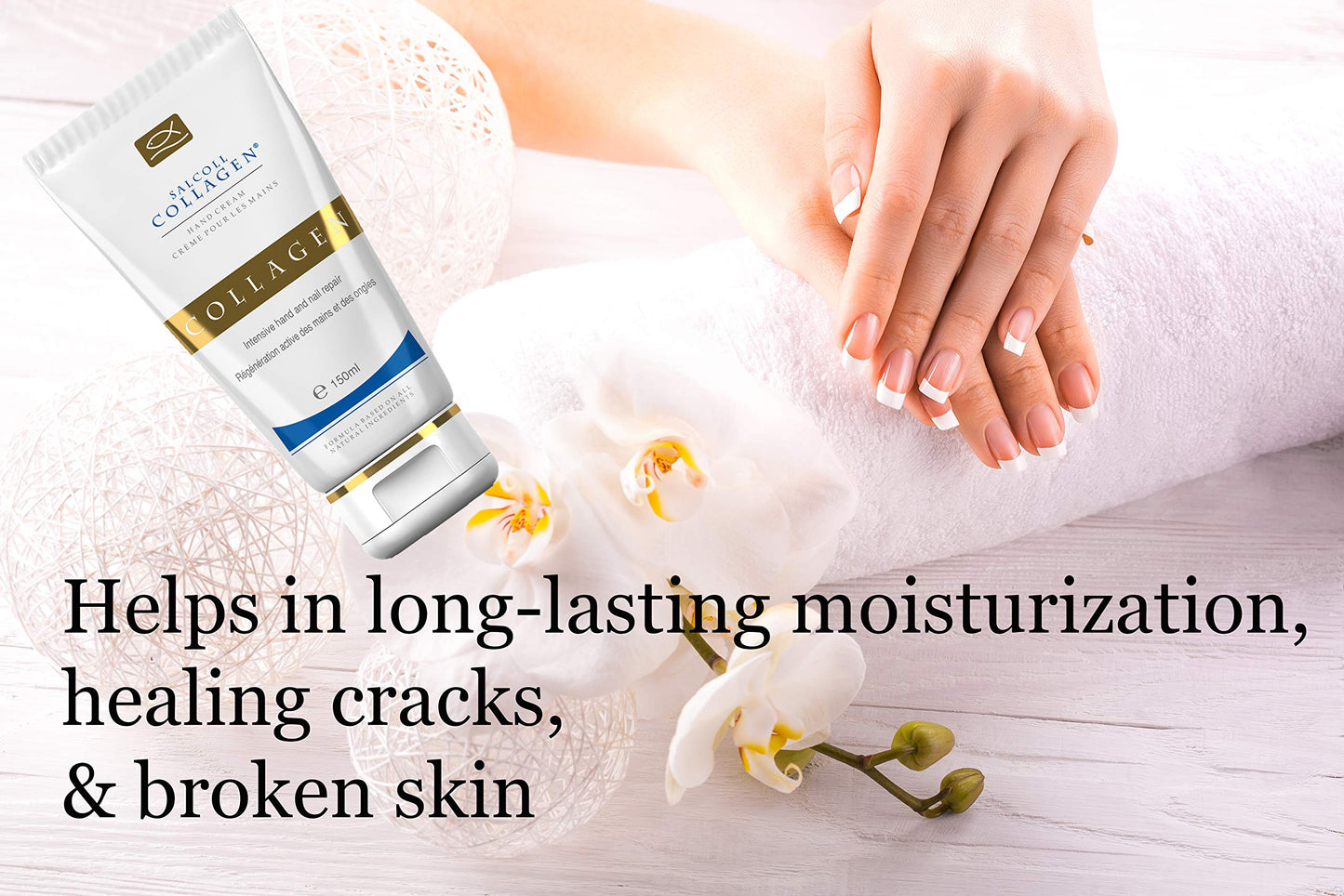 Pure Bioactive Anti-Aging Collagen Repair Hand Cream - Hypoallergenic Moisturizing Lotion, Dry Skin Relief, All Skin Types, 150 ml Beauty & Personal Care Salcoll