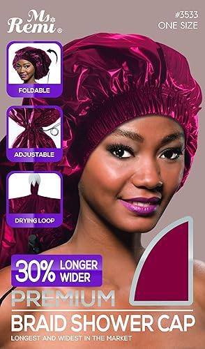 Ms Remi Premium Braid Shower Cap Burgundy 25 inch long and 18.5 inch wide Beauty & Personal Care Annie