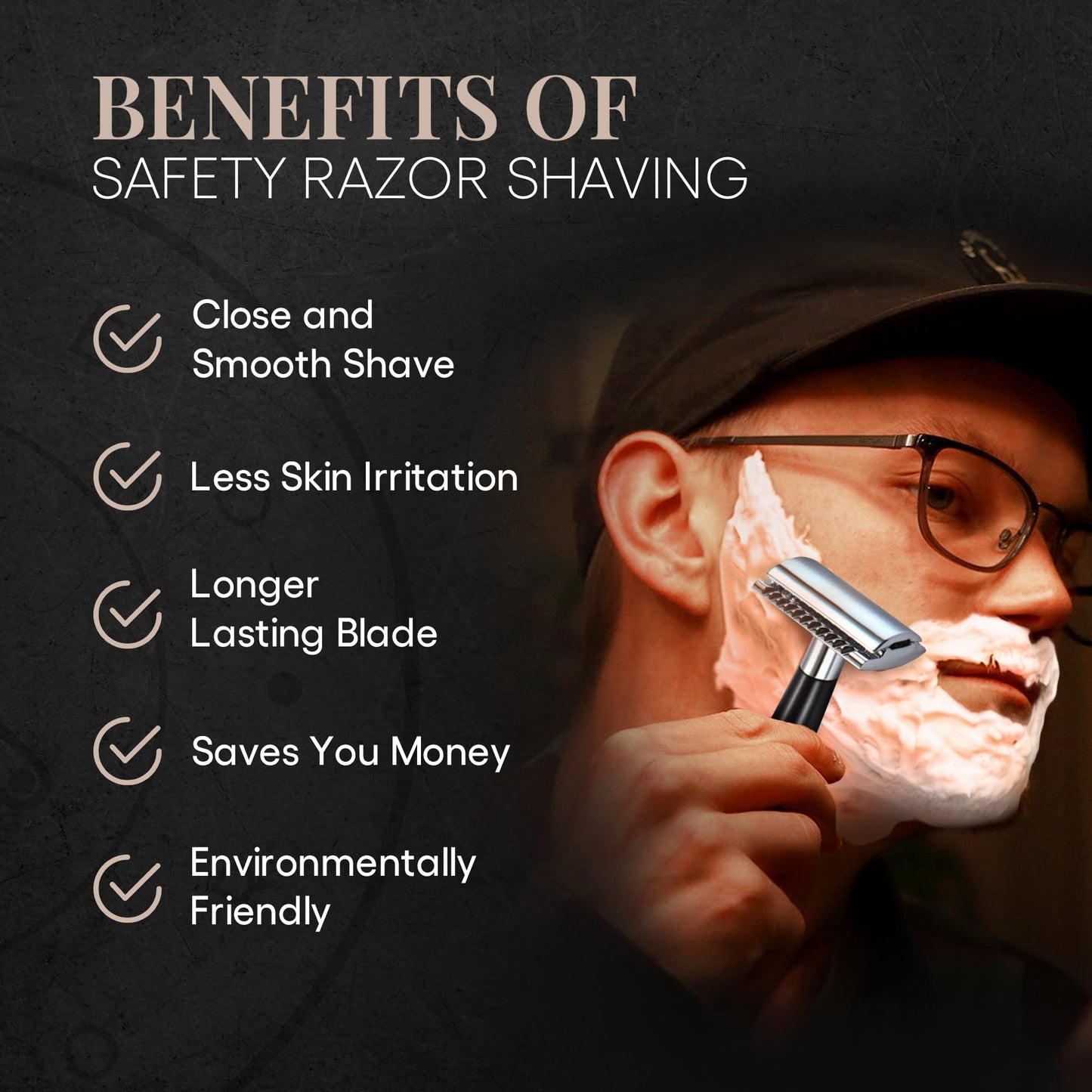 Naked Armor Safety Razor Kit for Men - Luxury Wet Shaving Set with Ebony Wood Double Edge Razor, Synthetic Shaving Brush, Razor Stand, Stainless Steel Beauty and Personal Care Naked Armor