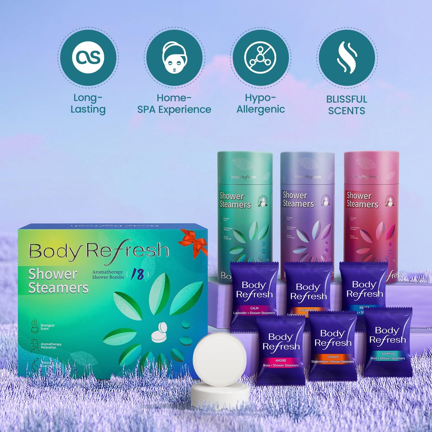 Shower Steamers Aromatherapy - 18 Pack Shower Bombs with Essential Oils, Birthday Gifts for Women Men, Home Spa Relaxation Self Care Gifts for Women Beauty and Personal Care BodyRefresh
