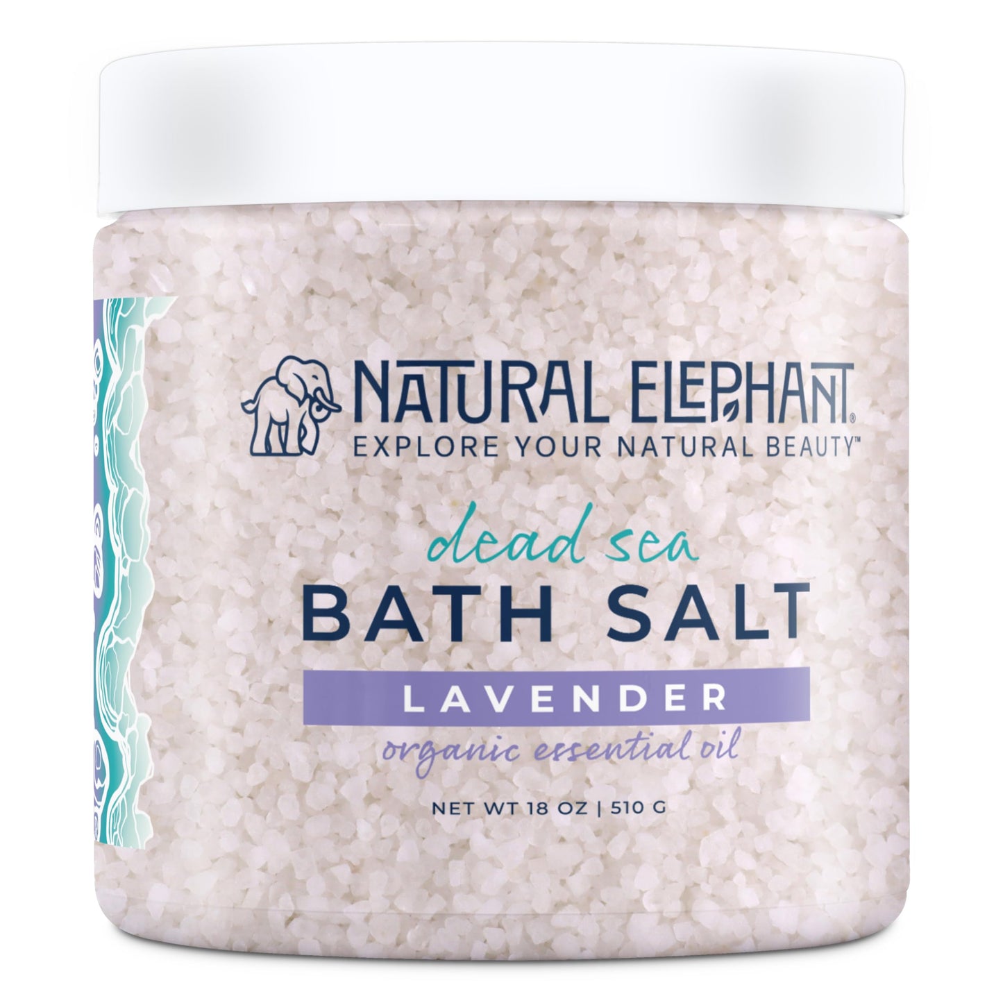 Natural Elephant Dead Sea Bath Salt Bathing and Foot Soak for Relaxing and Nourishing- 100% Pure with Essential Oil - Medium Coarse Grain (18 oz Jar Beauty and Personal Care Natural Elephant