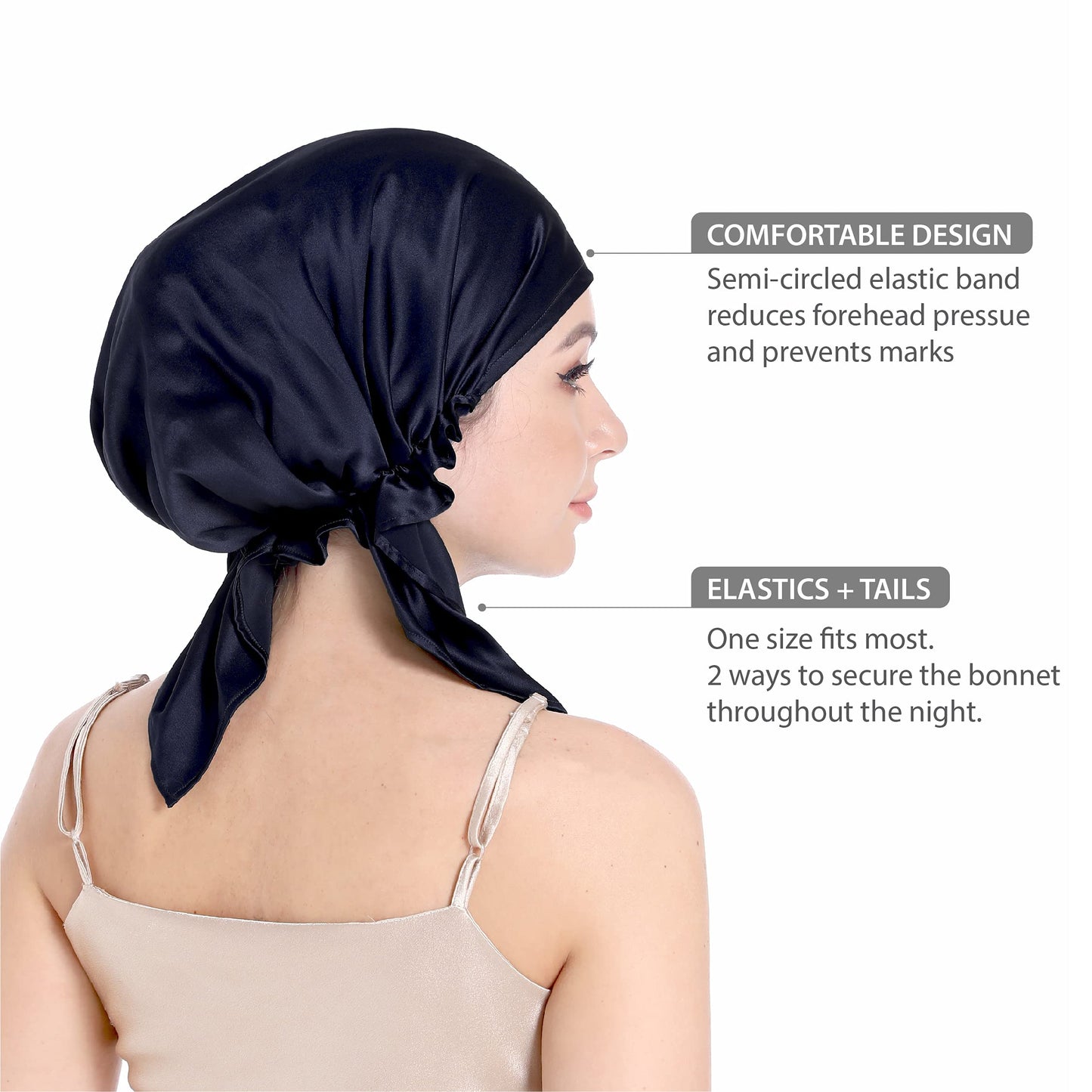SissiLita Women's Silk Sleep Cap, Large Deep Royal Navy Hair Bonnet for Curly Hair, Moisture Wicking, Lightweight Beauty & Personal Care SissiLita