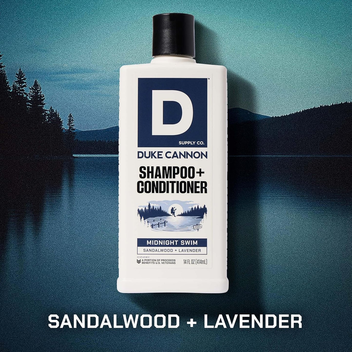 Duke Cannon Supply Co. Midnight Swim 2-in-1 Shampoo and Conditioner for Men - 14 fl oz - Sandalwood + Lavender Scent - Made with Tea Tree Oil Beauty & Personal Care Duke Cannon Supply Co.
