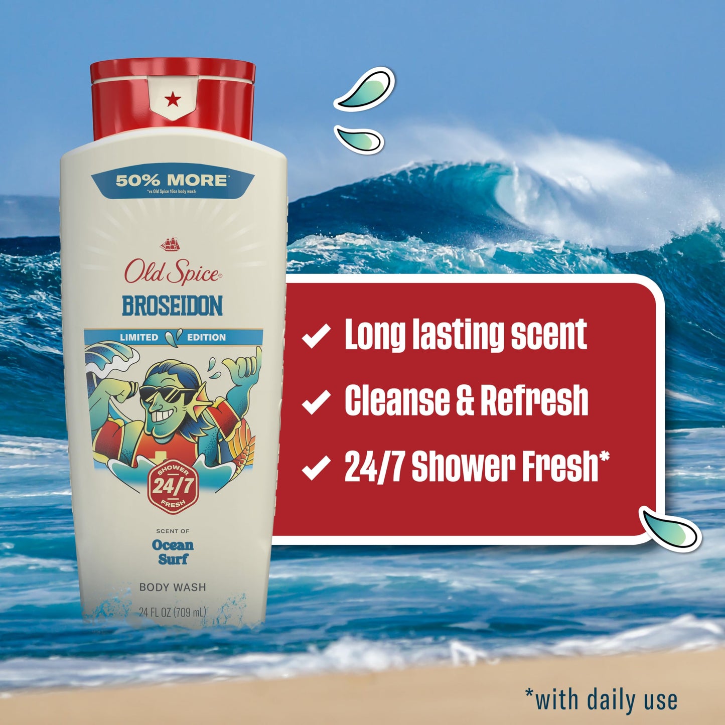 Old Spice Body Wash for Men, Summerdudes, 24/7 Shower Fresh with Daily Use, Long Lasting Scent, Cleanse & Refresh Skin, VIP Festival Experience Beauty & Personal Care Old Spice
