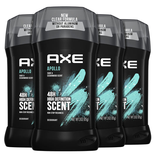 AXE Apollo Deodorant Stick 4 Count For Long Lasting Odor Protection, Sage And Cedarwood Men's Deo, Aluminum Free 3oz Beauty and Personal Care AXE