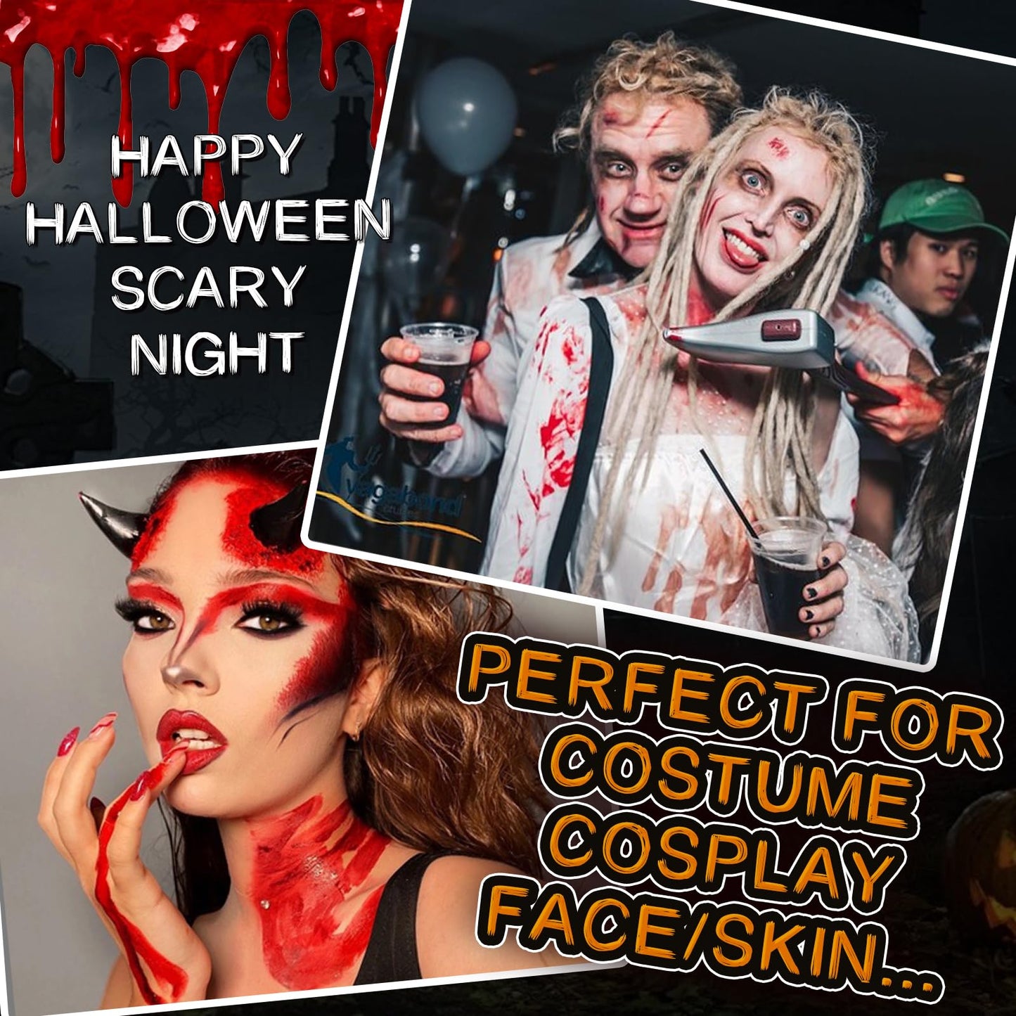 Halloween Fake Blood Spray, Washable Fake Blood Makeup, Halloween Realistic Fake Blood for Face Body Paint, Perfect for Vampire Makeup, Clown & Sfx Beauty & Personal Care VPCRT6