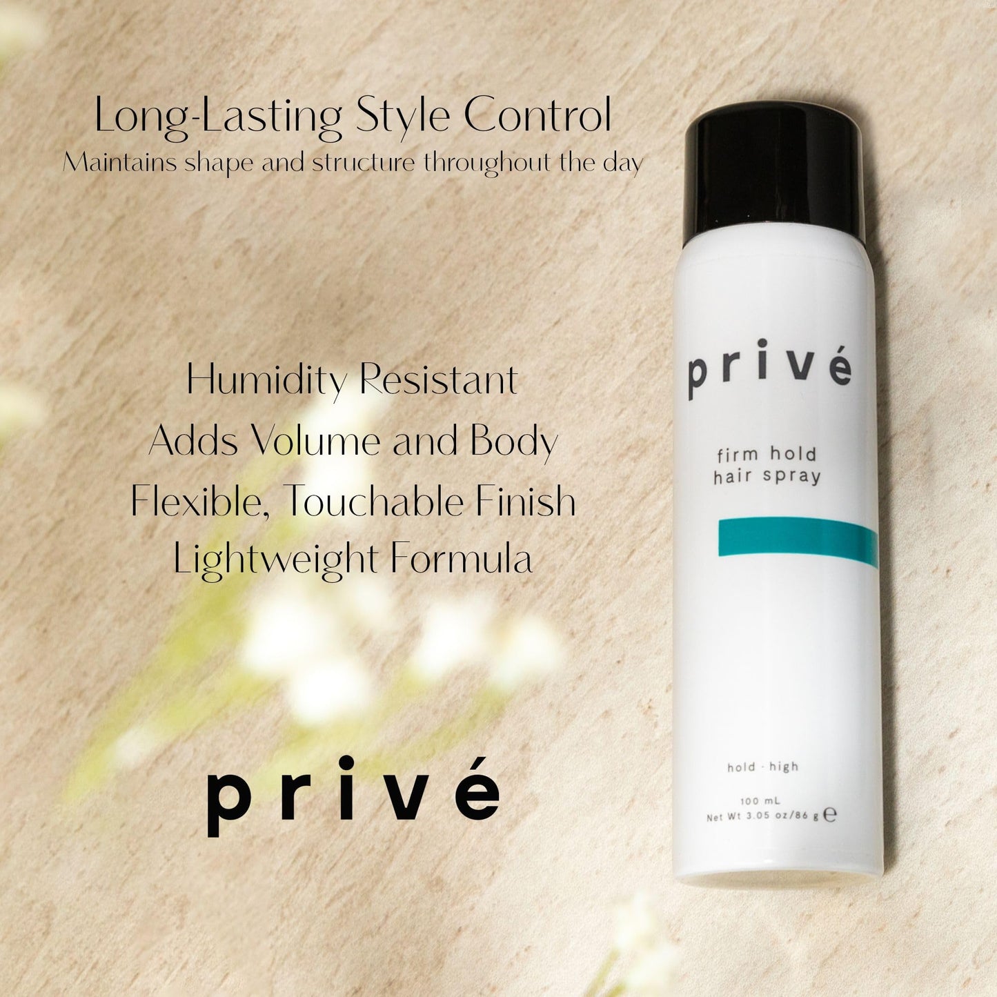 Privé Firm Hold Styling Hair Spray - Strong Hold Hairspray for Long Lasting Style and Volume Lift - Humidity Resistant Frizz Control Finishing Spray Beauty & Personal Care Prive