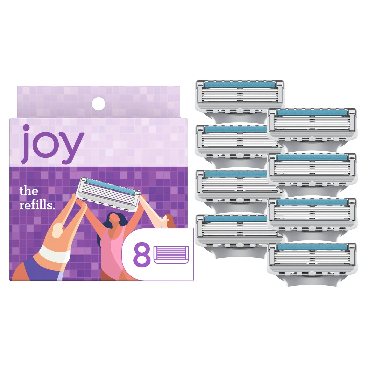 joy Womens Razor Blade Refills, 8 Count, Purple, Lubrastrip to Help Avoid Skin Irritation Beauty and Personal Care JOY