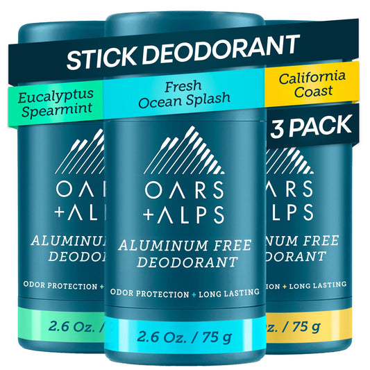 Oars + Alps Aluminum Free Deodorant for Men - Long Lasting Odor Protection, Clear & Free of White Residue, Anti-Chafing Smooth Glide, Dermatologist Beauty and Personal Care Oars + Alps