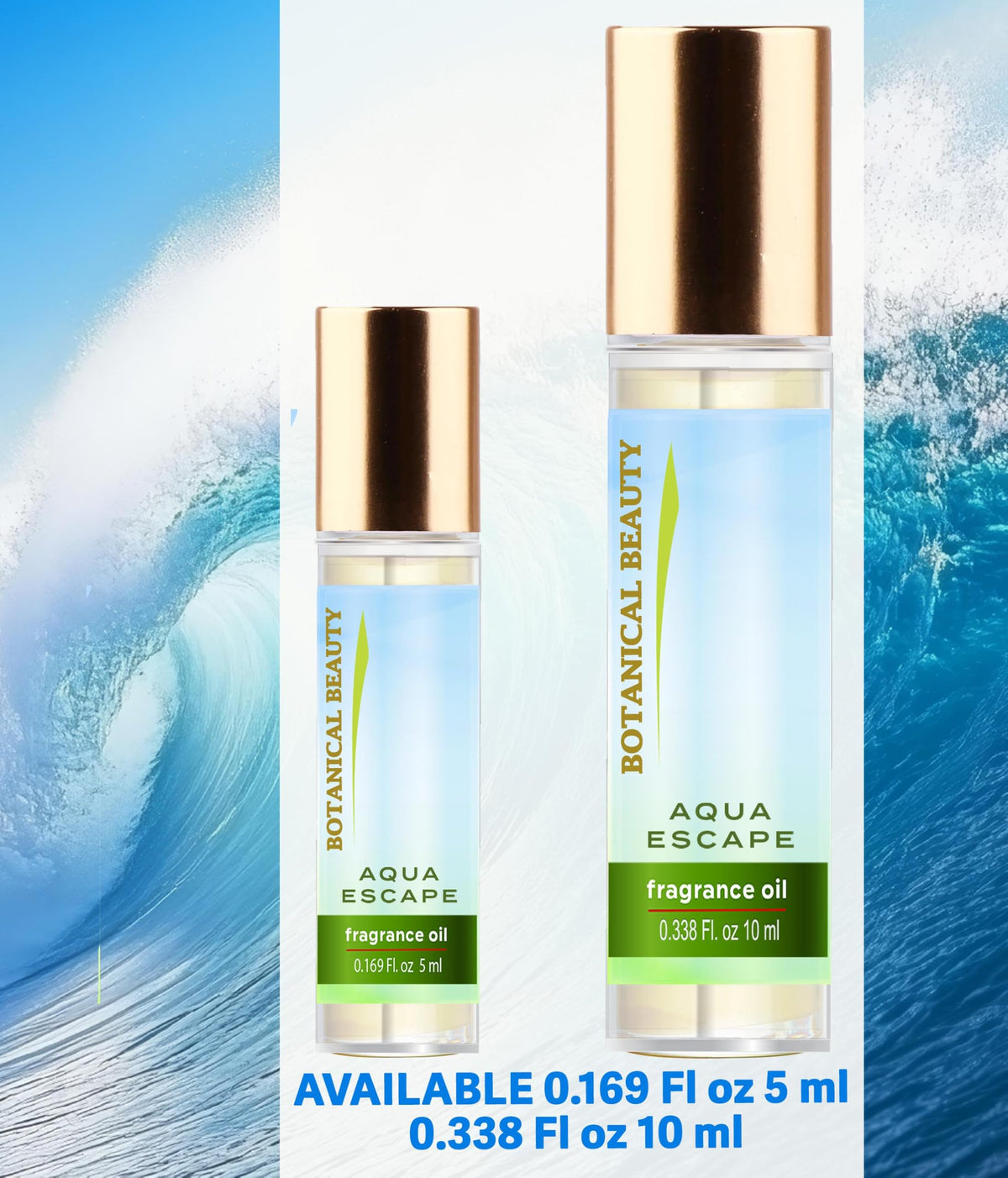 Botanical Beauty AQUA ESCAPE FRAGRANCE OIL ROLL-ON 0.169 Fl Oz 5 ml Rollerball Perfume, Long Lasting an luxury scent, blends of Ocean, Clean Water Beauty & Personal Care Botanical Beauty