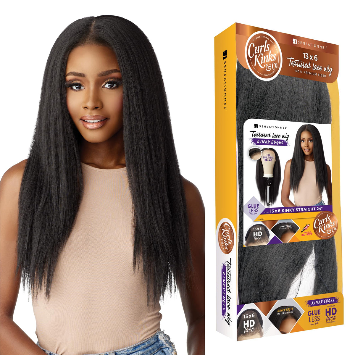 Sensationnel CKCO Kinkyedges Wig-Kinky Straight 24 Inch, BALAYAGEMOCHA