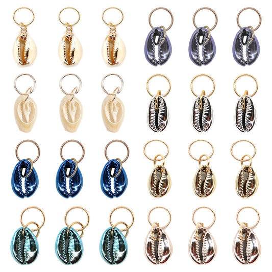 Dephnes 24 PCS Hair Jewelry for Women Braiding Hair Dreadlocks Ring Electroplated Shells Pendants Clips for DIY Shell Charms Hair Decorations Beauty & Personal Care Dephnes