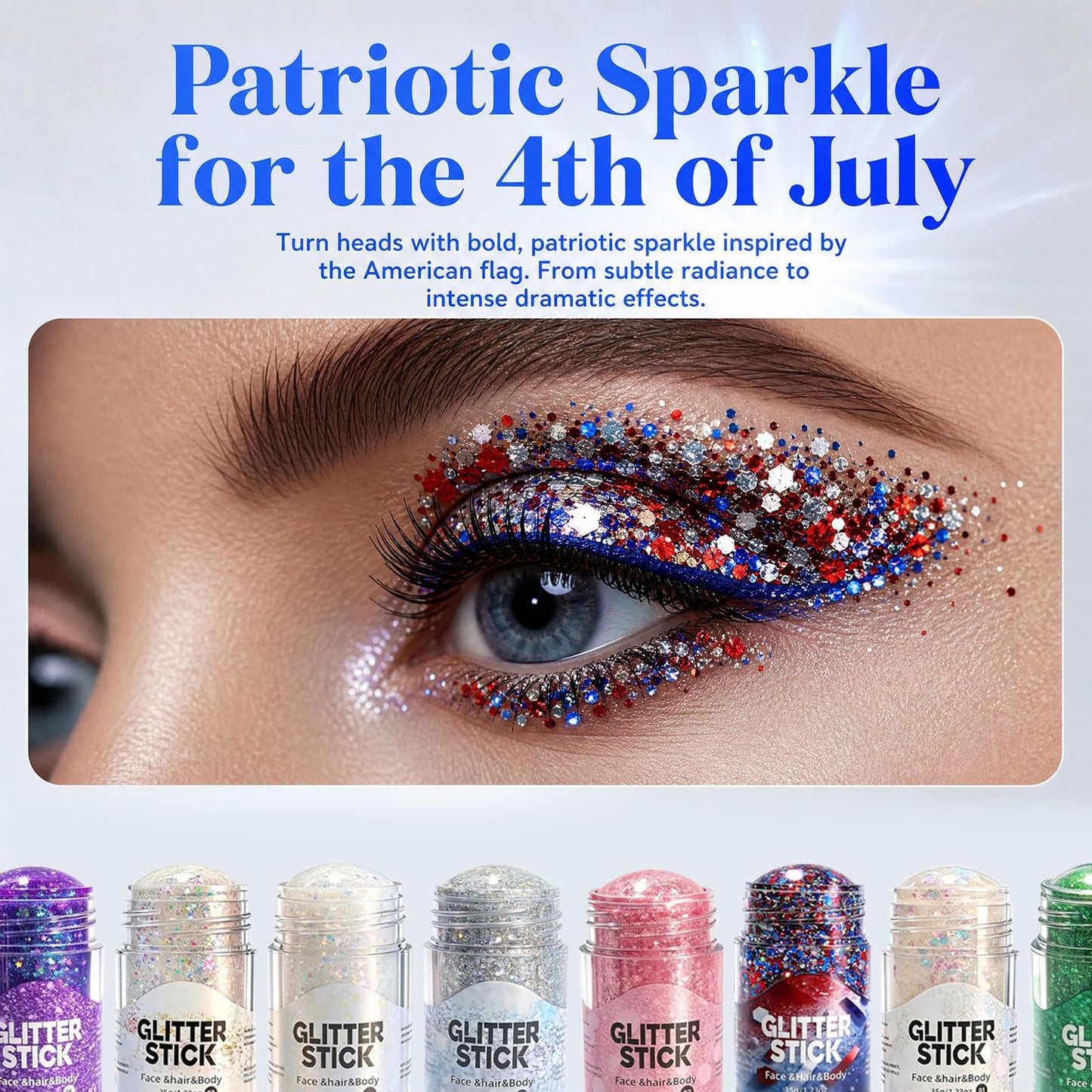 4th of July Glitter Stick, 2026 Red White and Blue Glitter Stick for Hair & Body, Fourth of July Glitter Sticks for Independence Day Parties Beauty & Personal Care ropceer